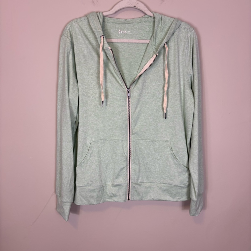 Zyia Active Mint Green Zip-Up Hoodie Sweatshirt Women’s Medium